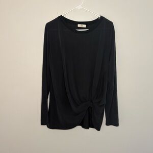 Hummingbird Elegant Womens medium Navy blue front Twist long sleeve top
